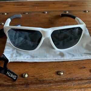 Smith Leadout White Sunglasses with Dark Lenses